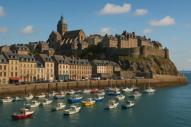 Vue de la Haute Ville de Granville, un incontournable à découvrir depuis notre camping situé à proximité.