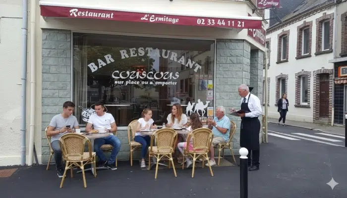 Restaurant Cherbourg L’Ermitage – façade de restaurant traditionnel et terrasse (1)